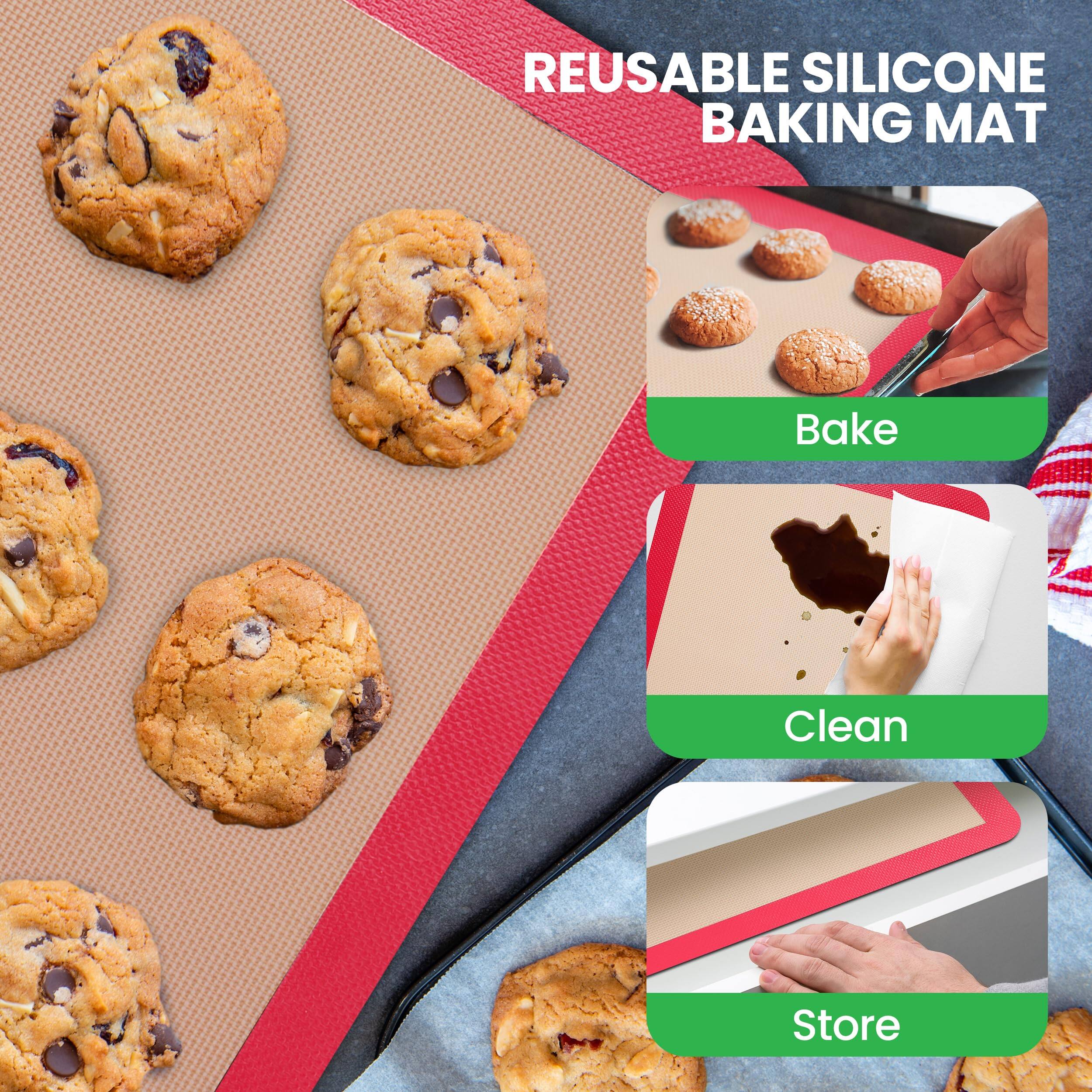 REUSABLE SILICONE BAKING MAT

Bake

Clean

Store