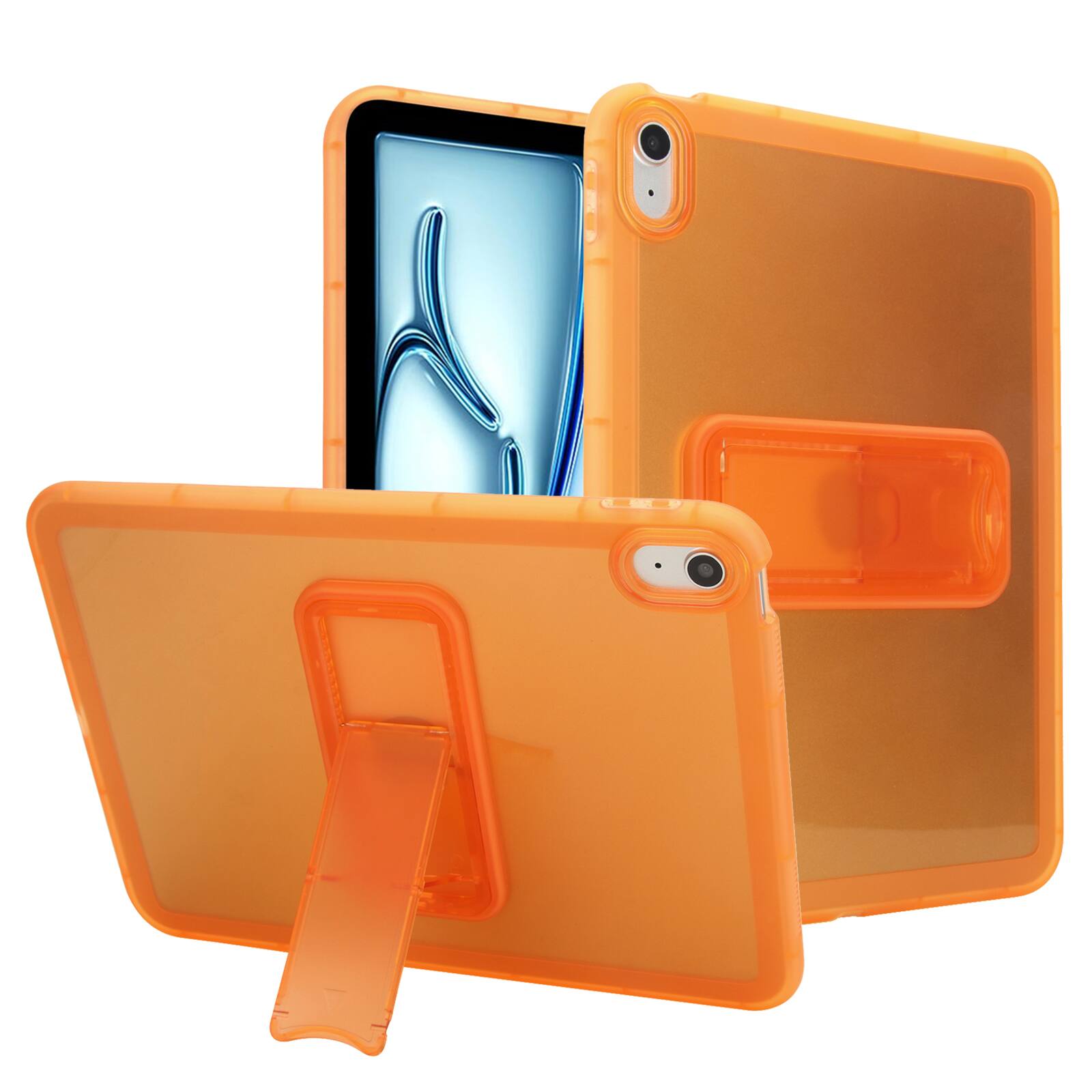Dteck - Rugged Case for Apple iPad (A16) 11" 2025 & iPad 10th Gen 10.9" 2022, Hybrid Protective Cover with Built-In Kickstand - Orange
