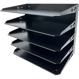 Huron - Horizontal Slots Desk Organizer 5 Compartment Horizontal 15" x 15" x 8.75" Durable Label Holder Steel - Black