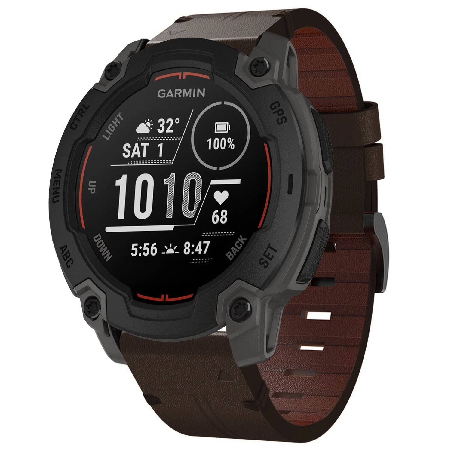 GARMIN CTRL LIGHT 32 GPS  
100% SAT 1 MENU UP 10:10 68 ABC DOWN 5:56 8:47 BACK SET