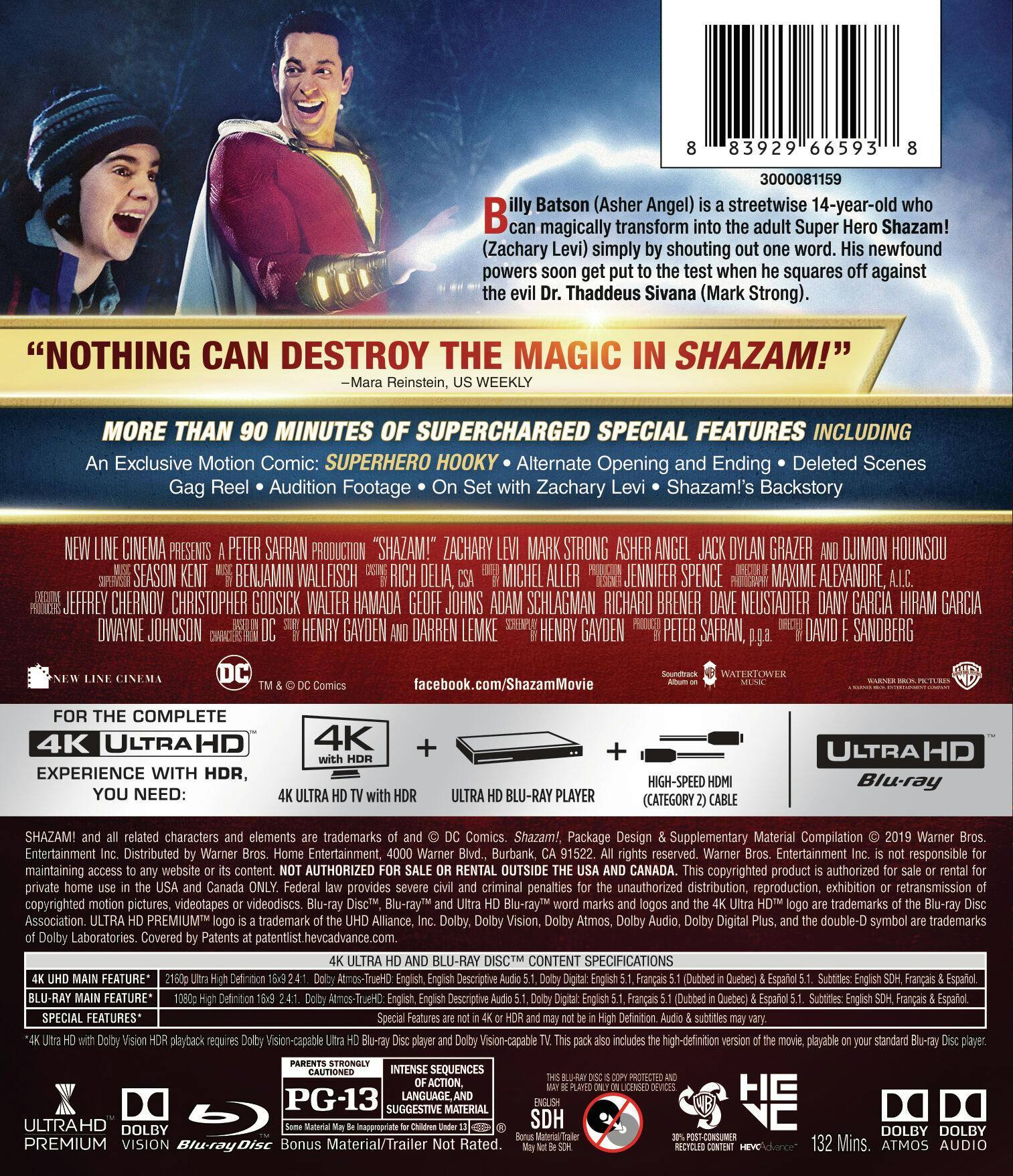Back. Shazam!   - 4K Blu-Ray.