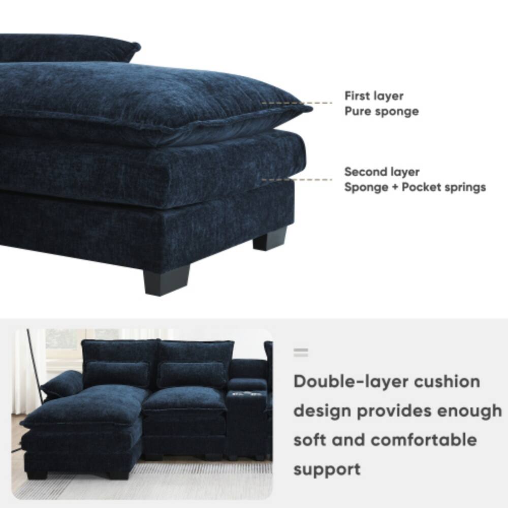 First layer: Pure sponge  
Second layer: Sponge + Pocket springs  

Double-layer cushion design provides enough soft and comfortable support