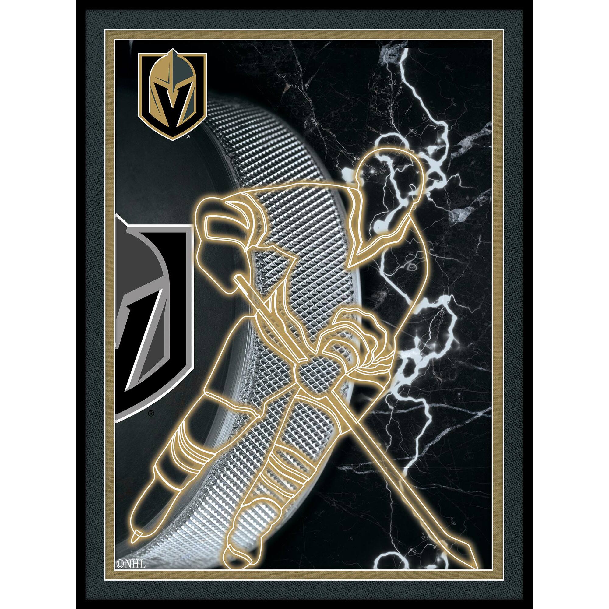 Black Vegas Golden Knights 12'' x 16'' Framed Neon Player Print