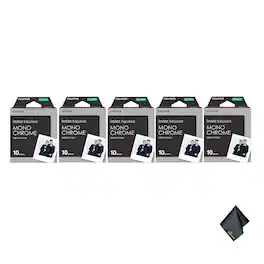 Bundle - Pack of 5 FUJIFILM INSTAX SQUARE Monochrome Instant Film (10 Exposures)