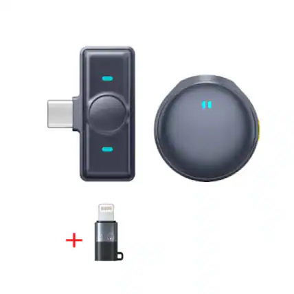 Front. Cluzine - Wireless Lavalier Microphone for iPhone with Lightning Adapter, AI Noise Reduction, Plug & Play.