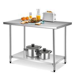 Costway - 30" x 48" Commercial Kitchen Table Stainless Steel Food Prep & Work Table - Silver