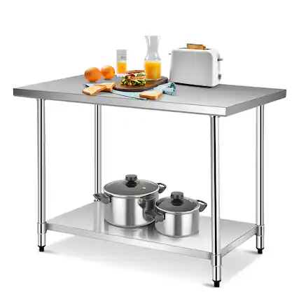 Front. Costway - Costway 30" x 48" Commercial Kitchen Table Stainless Steel Food Prep & Work Table - Silver.