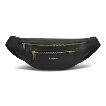 Front. Champs - Gala Collection Leather Waist-Pack - Black.