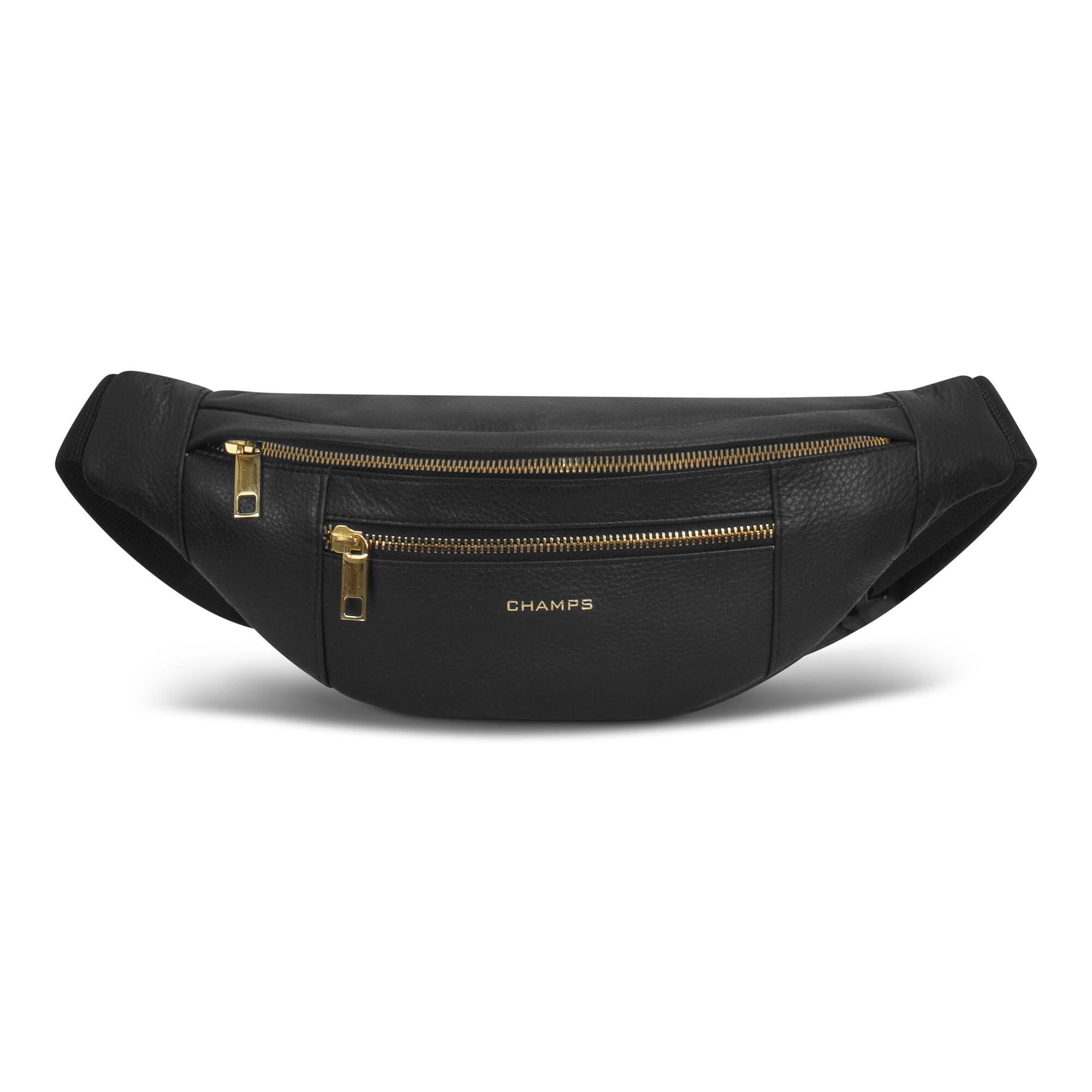 Front. Champs - Gala Collection Leather Waist-Pack - Black.