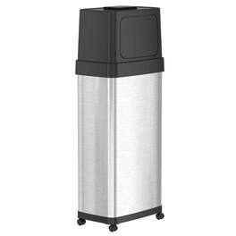 iTouchless - 24 Gallon Stainless Steel Dual Push Door Kitchen Trash Can with Wheels and AbsorbX Odor Filter - Silver