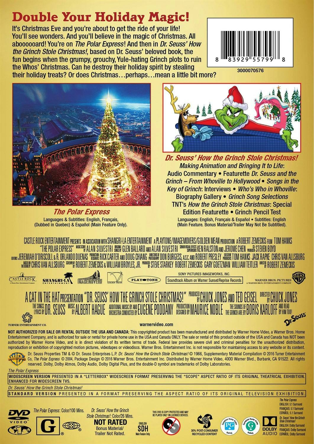 Back. The Polar Express/How the Grinch Stole Christmas (DVD Double Feature) [DVD].