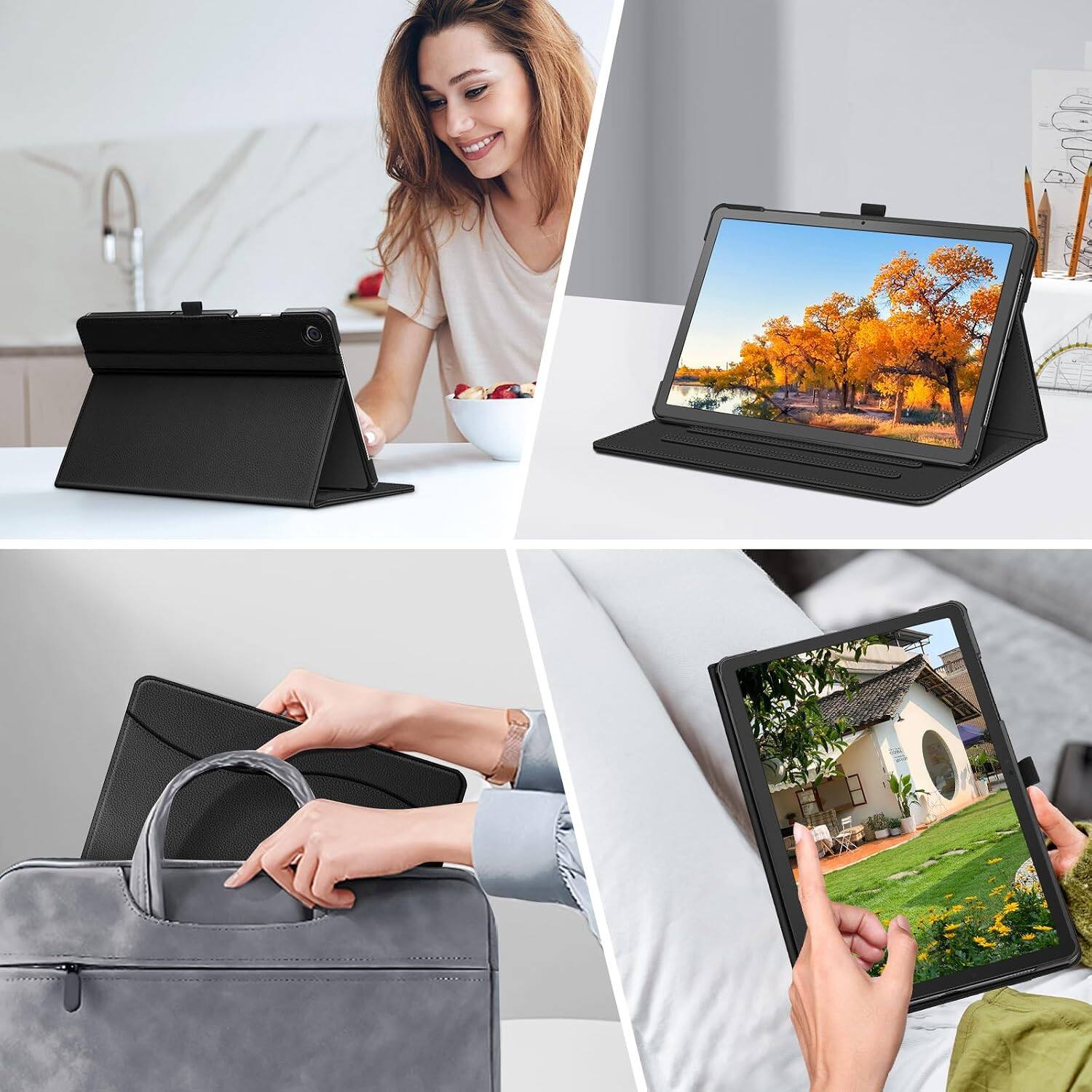 Alt View 3. Fintie - Folio Case for Samsung Galaxy Tab A9+ 11 Inch, Model (SM-X210/X216/X218), Multi-Angle Viewing Protective Stand Cover - Black.