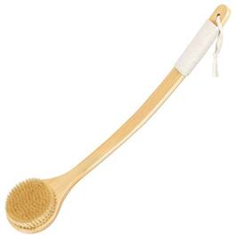 Vulpecula Spade - Back Scrubber Brush for Shower, 22" Curved Long Bamboo Handle Shower Brush, Antiskid Body Bath Brushes for Back Dry/Wet