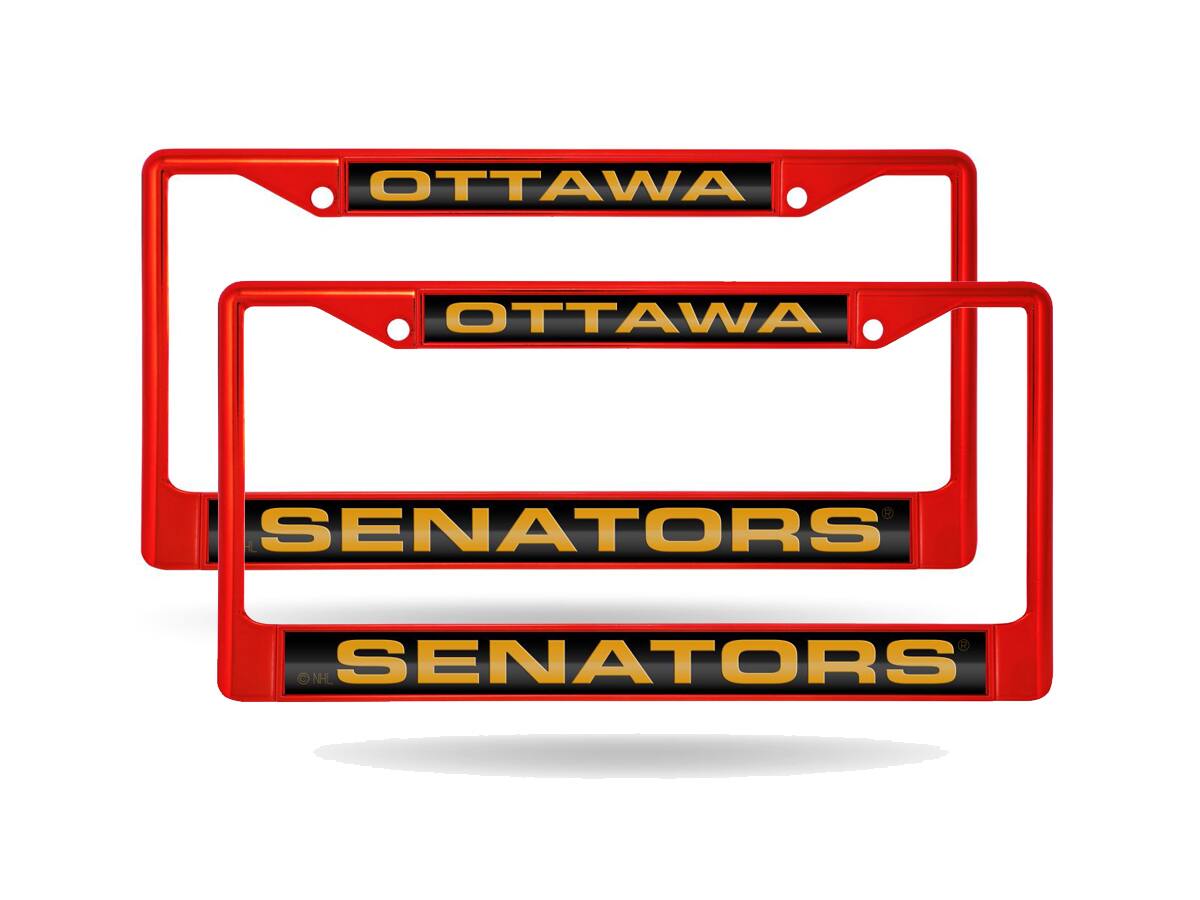 Ottawa Senators NHL (Set of 2) Red Painted Metal Laser Cut License Plate Frames