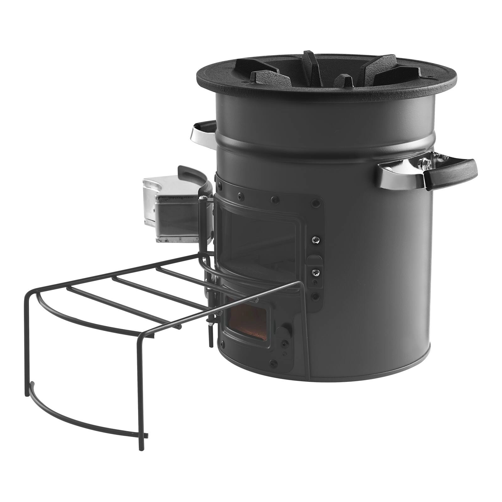 Alt View 5. VEVOR - Camping Rocket Stove, Wood Burning Portable Rocket Stove with Carrying Bag for Backpacking, SPCC Steel, Double Door - Gray.