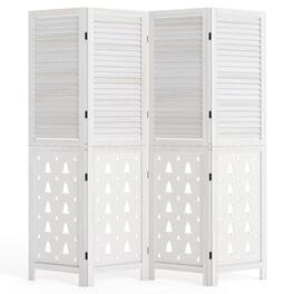 Costway - 67" Tall Wood Room Divider, 4 Panel, Folding Privacy Screen for Room Separation - White