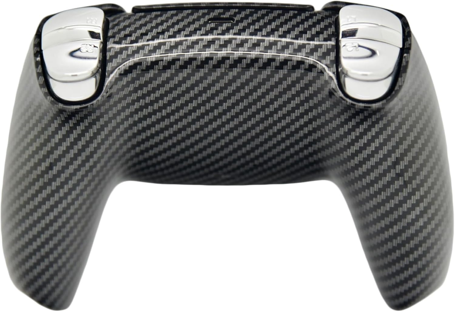 Alt View 1. Custom Controllerzz - Custom Wireless Controller for PS5 - Glossy Carbon Fiber & Silver Chrome Inserts.