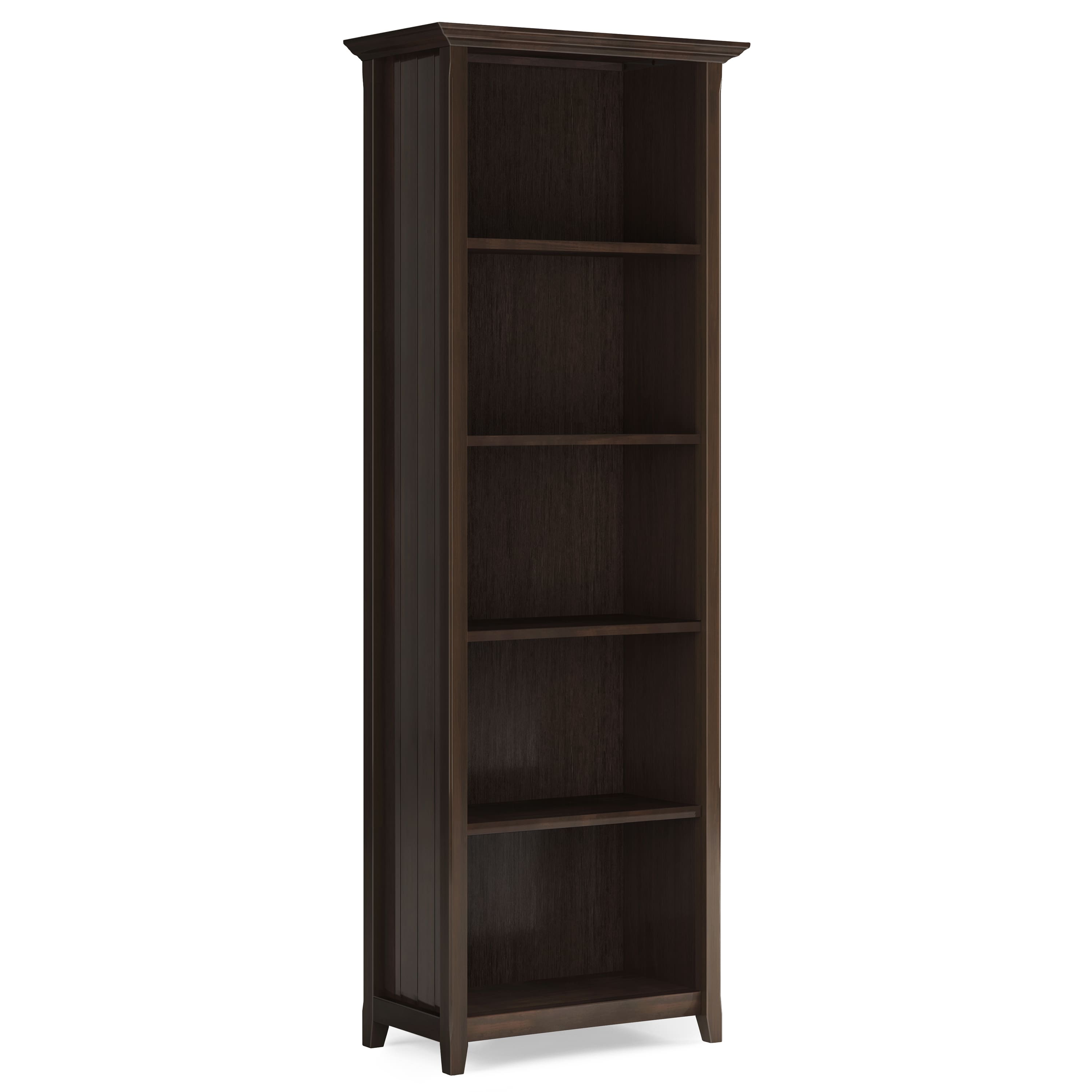 Simpli Home - Acadian SOLID WOOD 72 inch x 26 inch Transitional 5 Shelf Bookcase - Brunette Brown