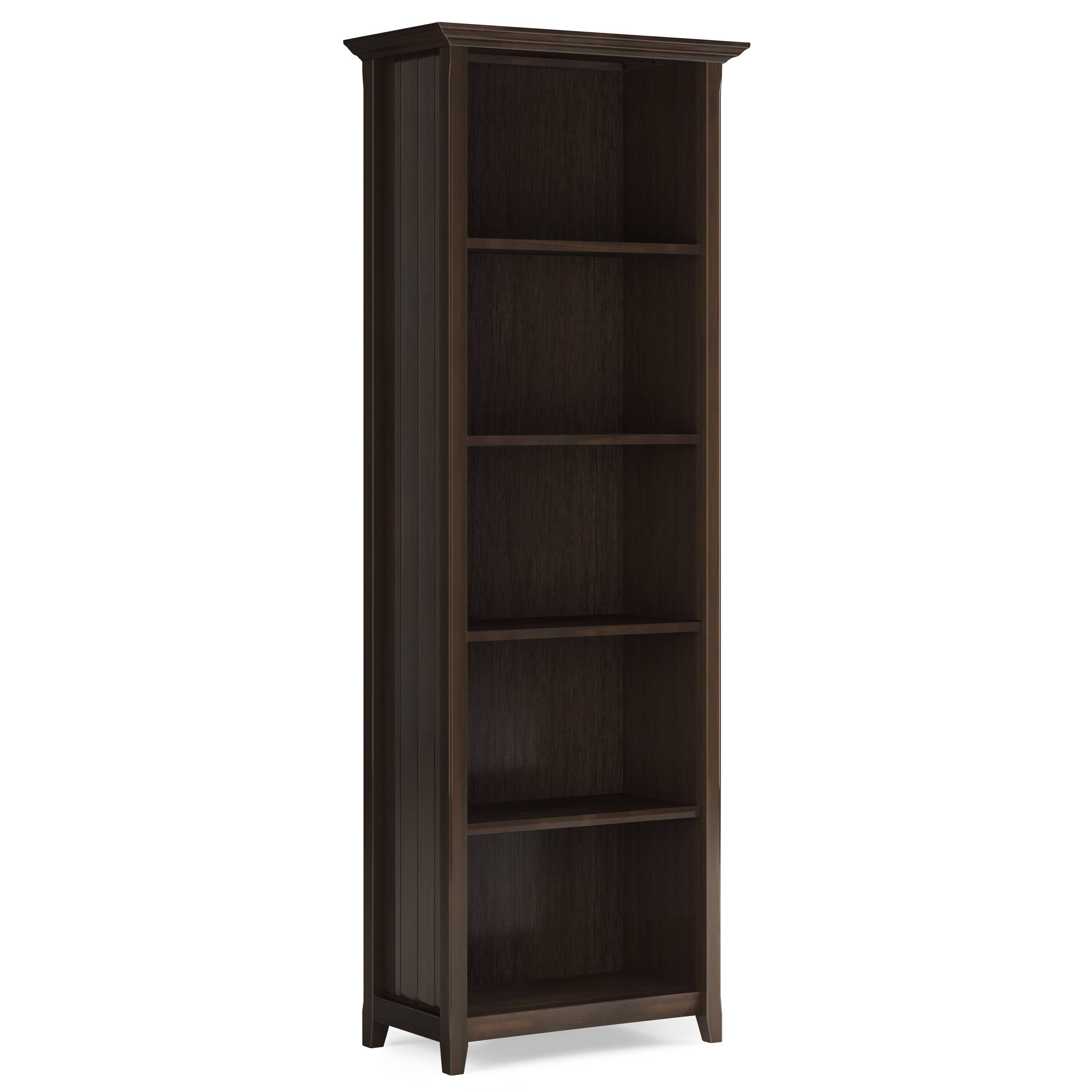 Simpli Home - Acadian 72 inch Tall Solid Wood 5 Shelf Bookcase - Brunette Brown