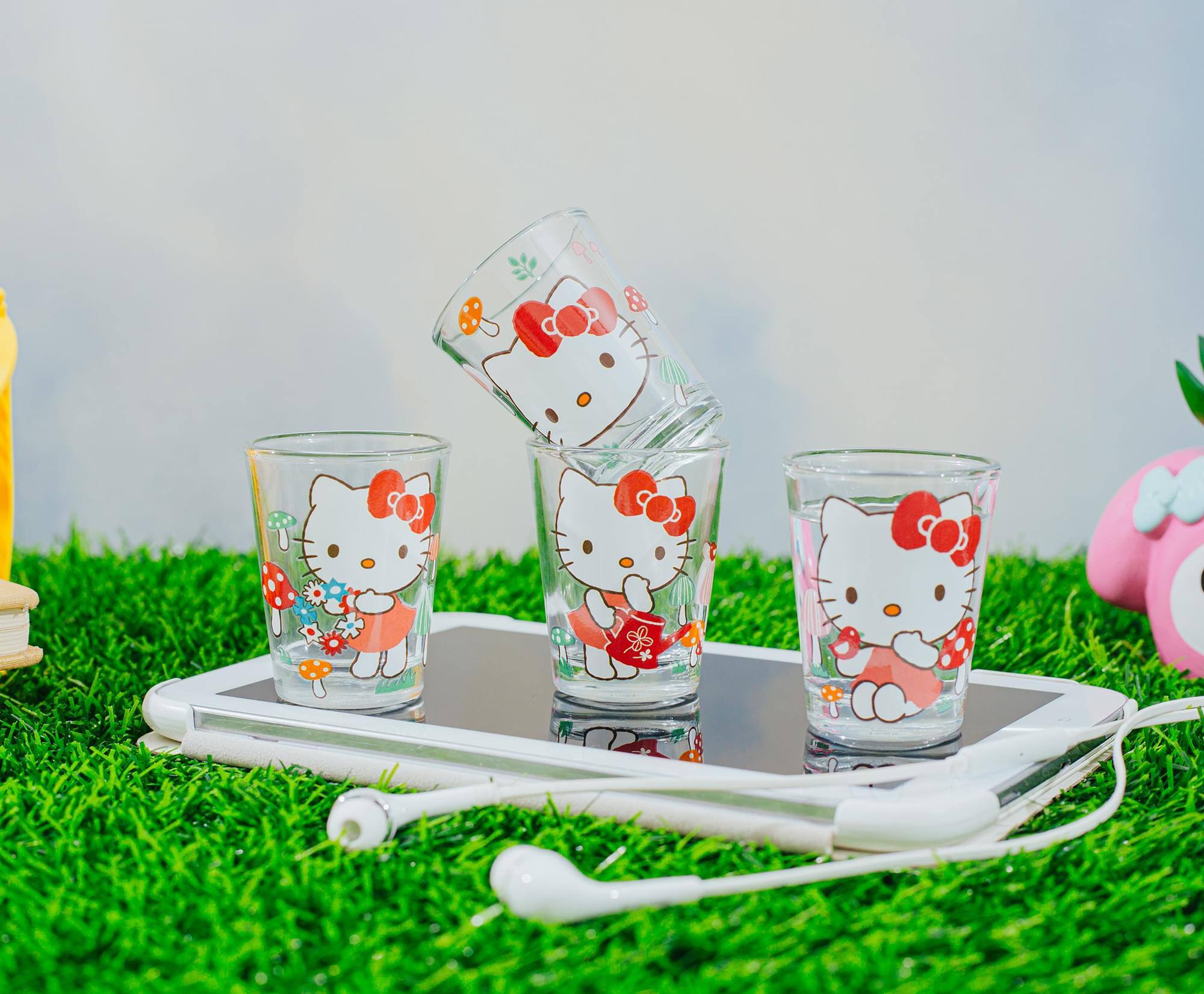 Alt View 10. Silver Buffalo - Sanrio Hello Kitty Mushrooms 2-Ounce Mini Shot Glasses | Set of 4 - Red.