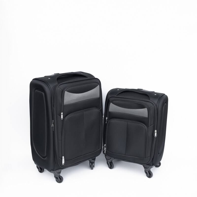 Alt View 4. HTUTWOO - Luggage 2-Piece Set (20/24) - Oxford Softside Trolley Suitcase, Universal Spinner Wheels, No Lock - Black.