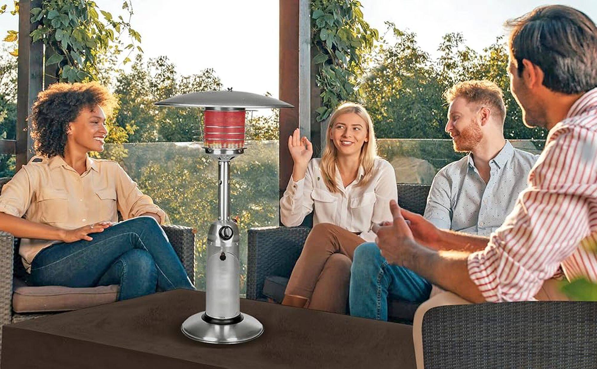 Alt View 11. Fire Sense - Fire Sense Portable Patio Heater Outdoor Tabletop Lightweight Propane 10,000 BTU Auto-Shutoff Valve CSA Approved - Stainless-Steel.