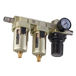 VEVOR - Air Compressor Filter Regulator, 3/8" NPT Dual Stage Air-Drying System with 25μm + 5μm Brass Filter Element - Champagne