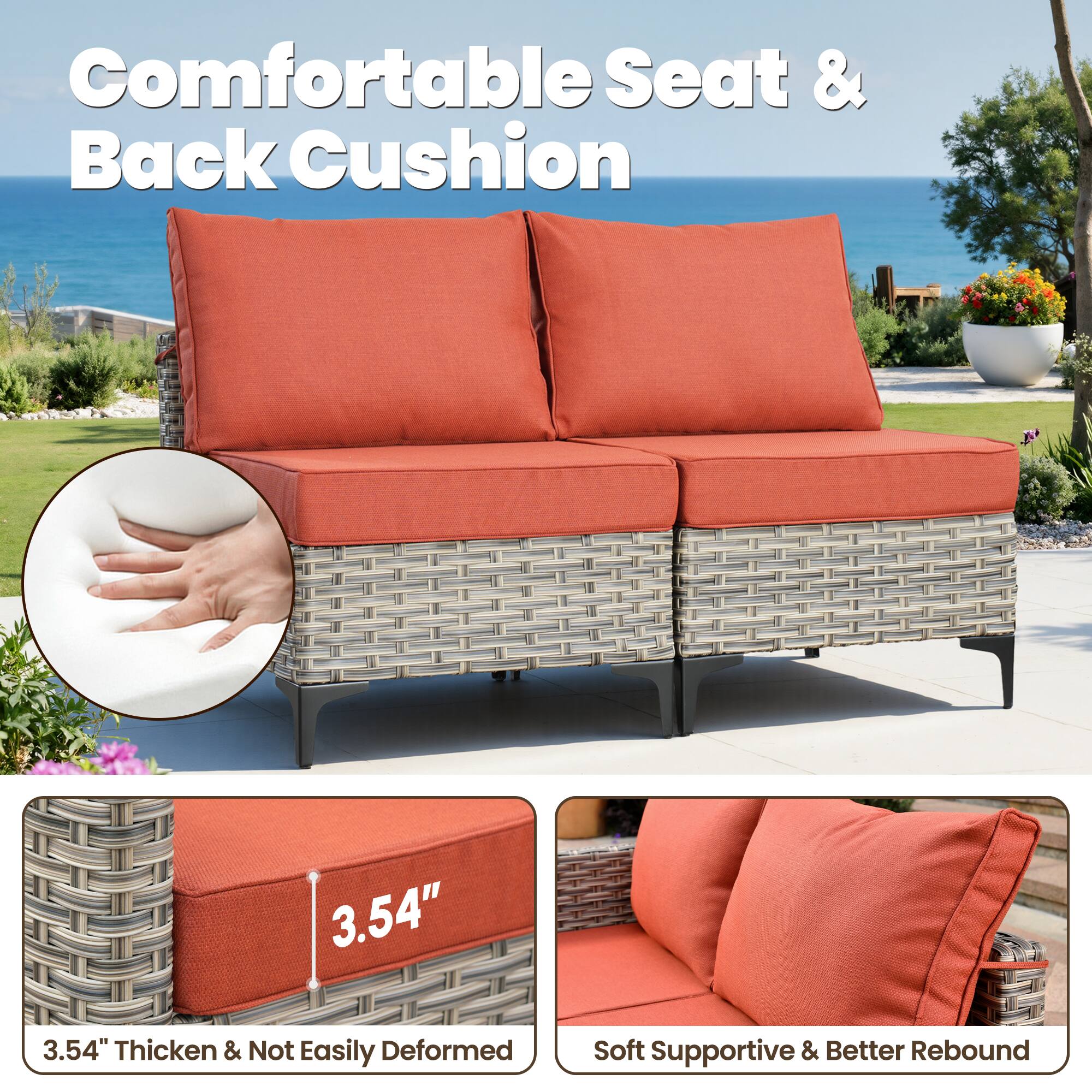 Comfortable Seat & Back Cushion

3.54" Thick & Not Easily Deformed

Soft Supportive & Better Rebound