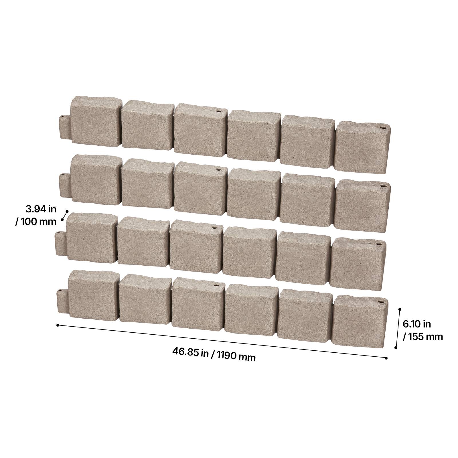 3.94 in / 100 mm  
46.85 in / 1190 mm  
6.10 in / 155 mm