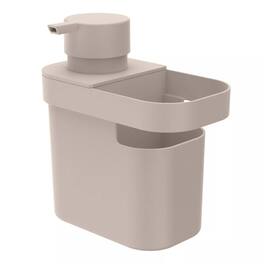 OU - 22oz Soap Dispenser, Kitchen Soap Pump, Sponge & Dish Brush Holder, Gel & Dish Soaps Compatible - Beige