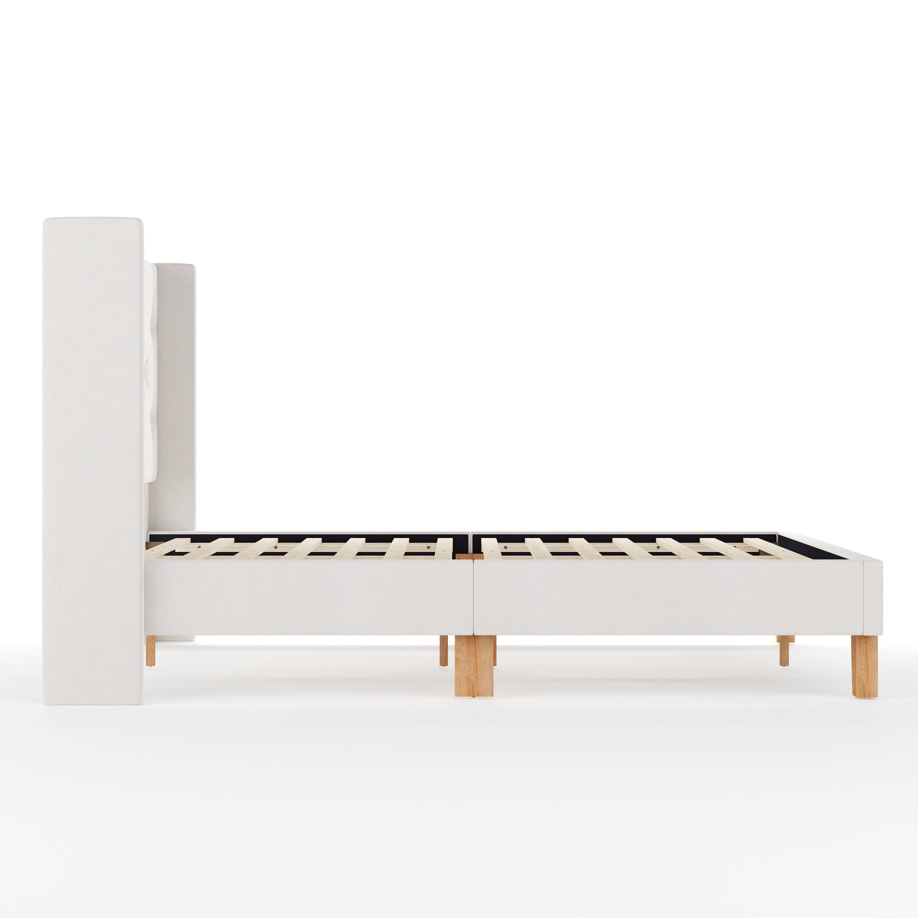 Alt View 7. Martha Stewart - Platform Bed with Tufted Wingback Headboard - White.