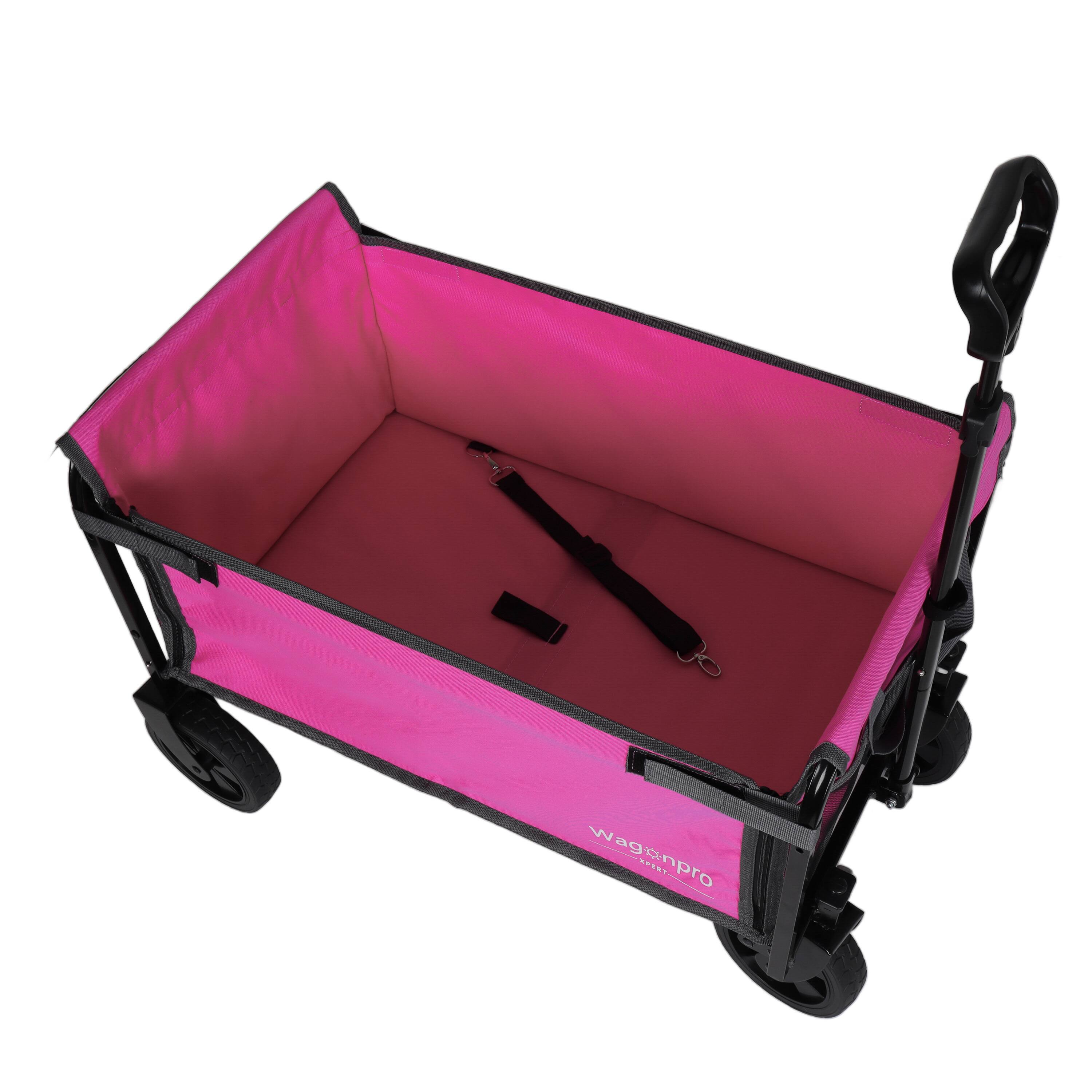 Left. Mondawe - All-in-One Convertible Utility Carts - Bench Seat/Dog Tether w/ 360° All-Terrain Wheels - Pink.