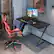 Angle. Costway - Z-Shaped Gaming Desk with LED Lights - 43.5" Wide - Black.