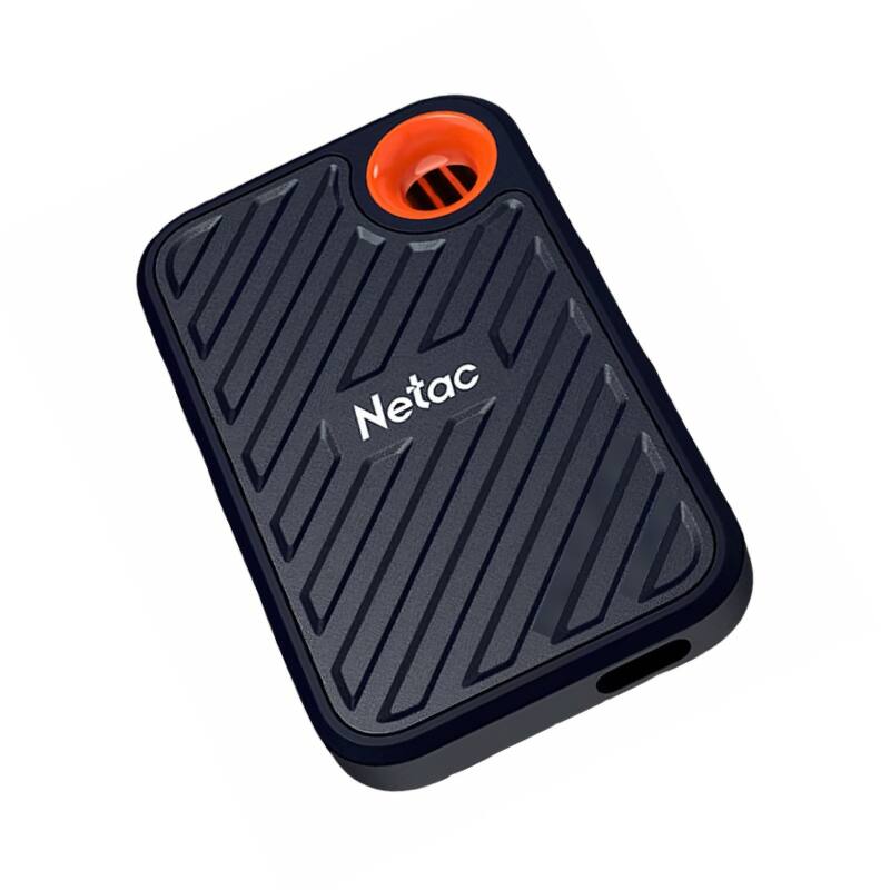 Front. Netac - ZX20 2TB Portable NVMe SSD, USB 3.2 Gen 2x2 Type-C External SSD, Up to 2000MB/s Read Speed - Black.