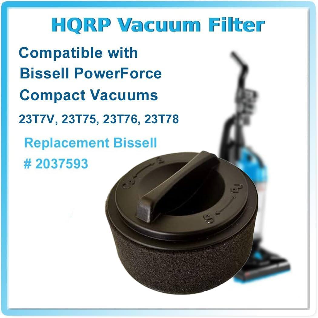 HQRP Vacuum Filter  
Compatible with Bissell PowerForce Compact Vacuums  
23T7V, 23T75, 23T76, 23T78  
Replacement Bissell # 2037593
