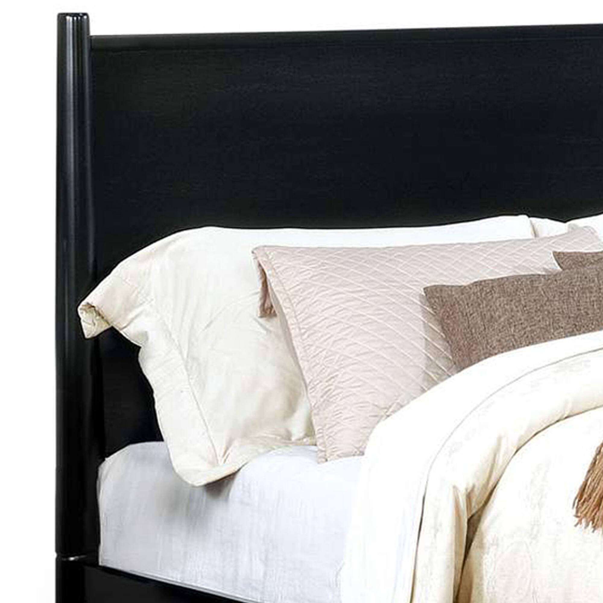 Alt View 3. Manhattan Lane - Wooden California King Size Bed with Panel Headboard - Black.