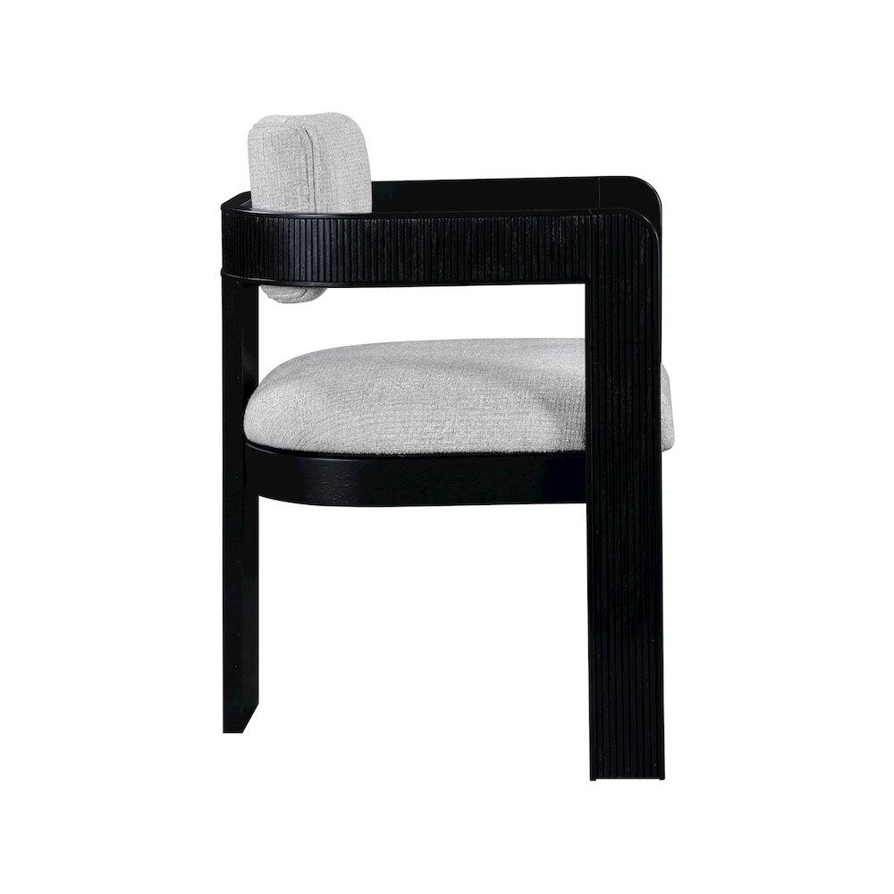Alt View 3. Meridian Furniture - Sacha Grey Linen Textured Fabric Dining Chair, Set of 2 - Grey.