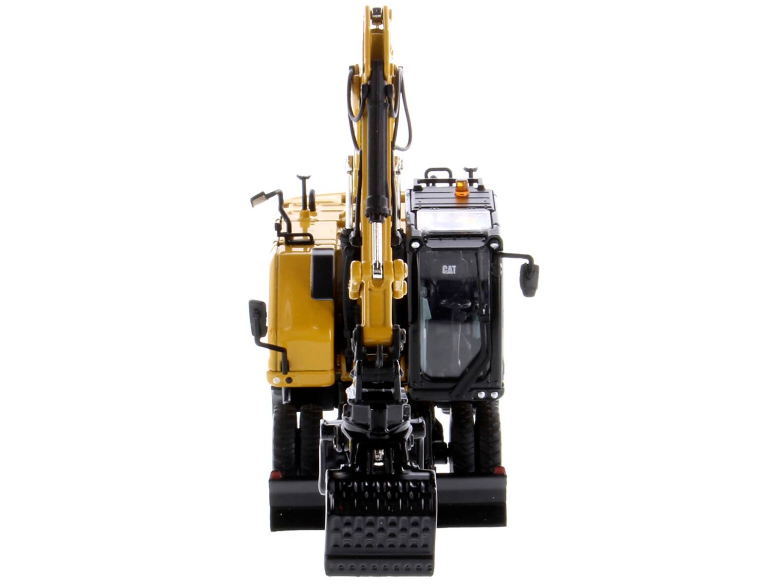 Back. Diecast Masters - CAT Caterpillar M318 Wheeled Excavator Yellow with Operator "High Line" Series 1/50 Diecast Model by Diecast Masters - Yellow .