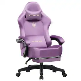GTPlayer - Gaming Chair Big and Tall High Back Computer Chair Ergonomic Office Chair with Pocket Spring Cushion - Light Purple