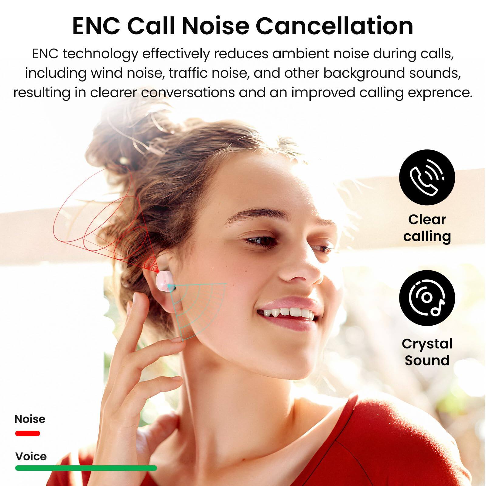 ENC Call Noise Cancellation
ENC technology effectively reduces ambient noise during calls, including wind noise, traffic noise, and other background sounds, resulting in clearer conversations and an improved calling exprence.

Clear calling
Crystal Sound
Noise
Voice