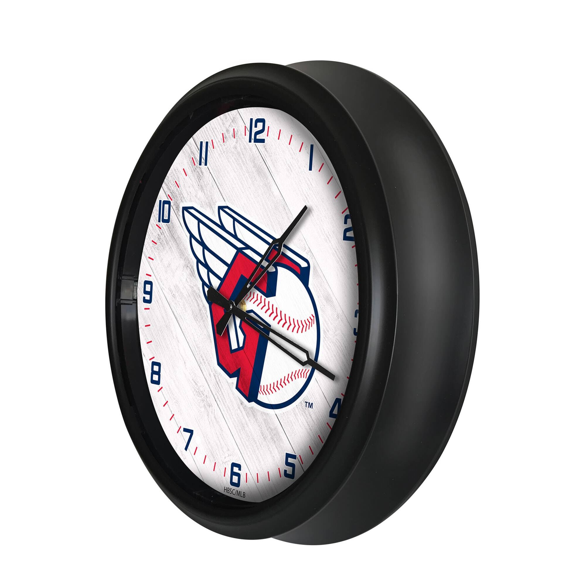 Alt View 1. Holland Bar Stool Co. - Cleveland Guardians Indoor/Outdoor LED Wall Clock - Multicolor.