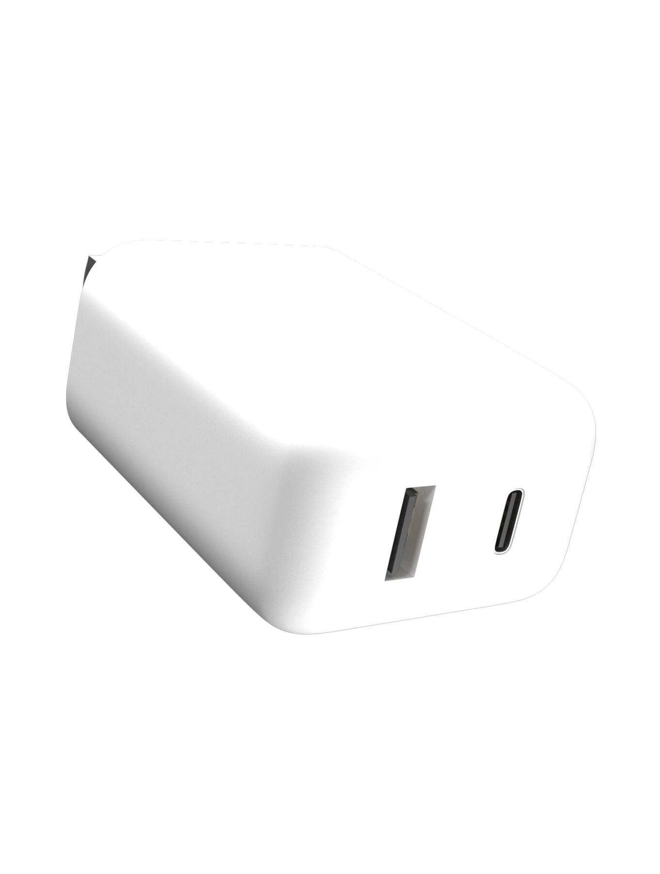 Alt View 4. Ampsentrix - 2 Plug 20W USB Type C And USB Type A Wall Power Adapter.