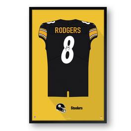 Sporticulture - Aaron Rodgers Pittsburgh Steelers 27" x 39" Home Jersey Framed Art Print - Black