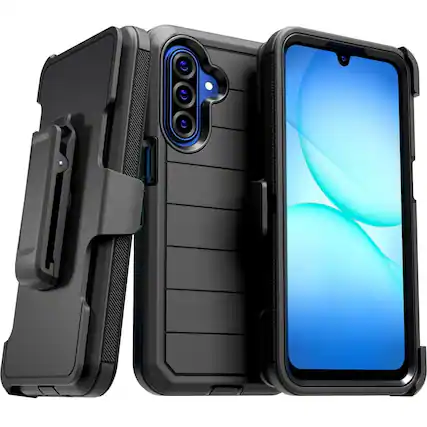 Front. RomeTech - Defender Case for Samsung Galaxy A17 - Black - Black.