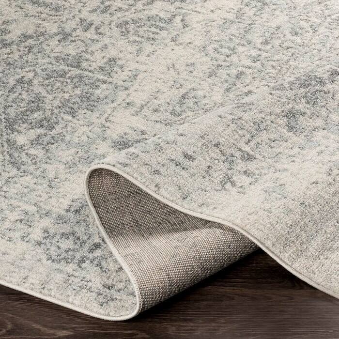 Left. Hivvago - 5' x 7' Distressed Oriental Area Rug in Light Grey / Beige - Light Grey / Beige.