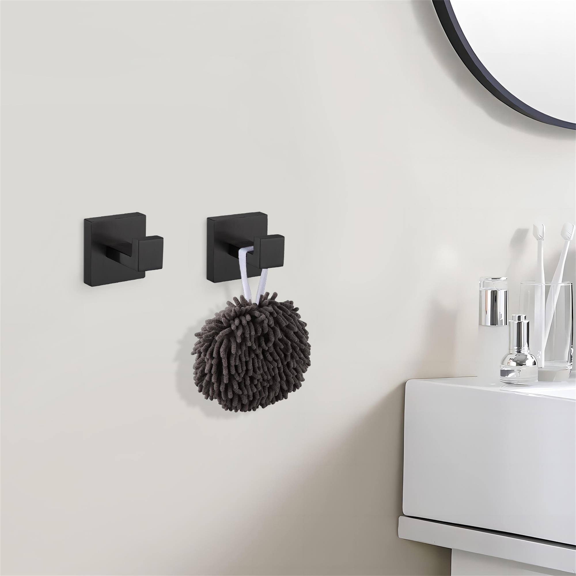 Alt View 3. Boyel Living - 5-Piece SUS304 Bathroom Set: Towel Bar + Ring + Hooks + TP Holder Brushed Finish - Black.