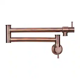 Solid Brass Wall-Mounted Pot Filler Kitchen Faucet with Double Joint Swing Arms for Stovetop