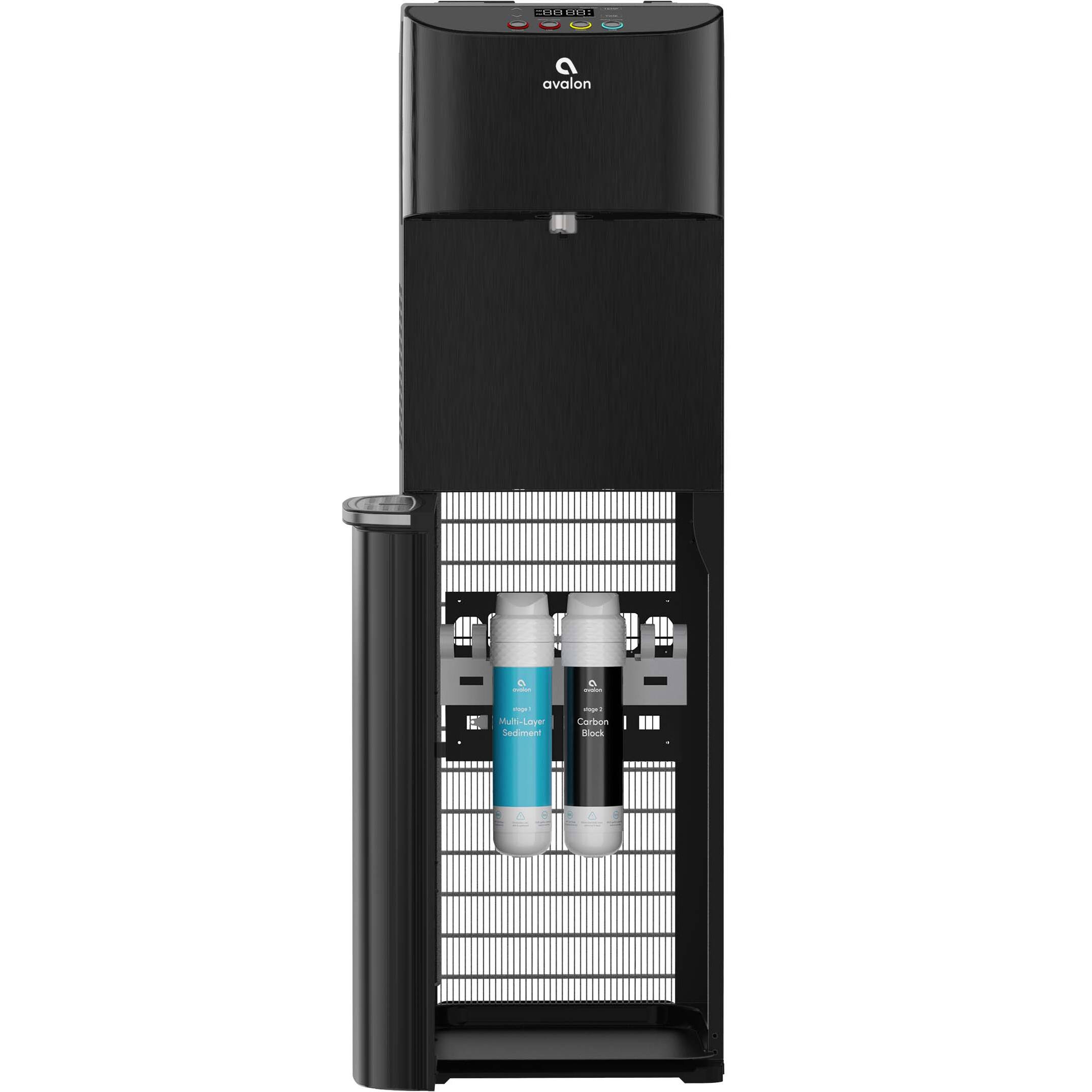 Left. Avalon - A13 Bottleless Water Cooler - Black stainless steel.