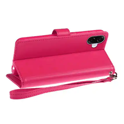 Front. Kitcheniva - PU Leather Phone Wallet Case With Wrist Strap Tempered Glass For Samsung Galaxy A07 Hot Pink - Hot Pink.
