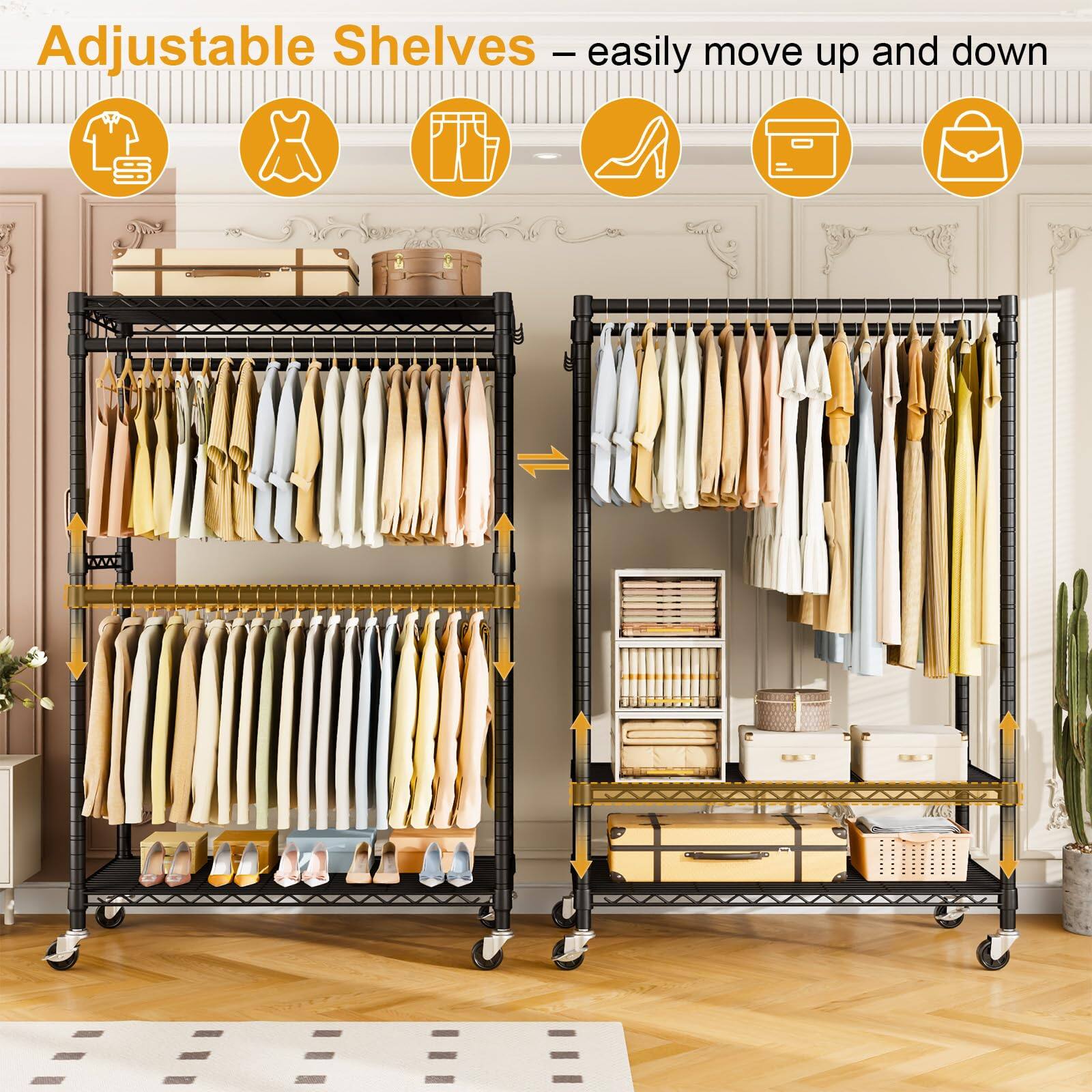 Adjustable Shelves – easily move up and down